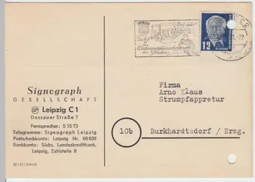 (18571) Postkarte DDR 1951 v. Sinograph Gesellschaft Leipzig