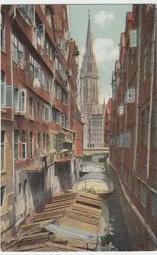 (18607) AK Hamburg, Fleet Nikolaikirche vor 1945