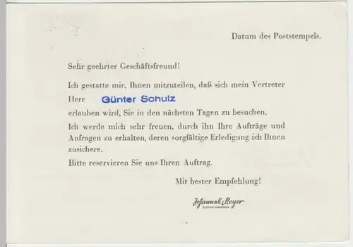 (18565) Postkarte DBP 1965 v. Fa. Johannes Meyer Gernsbach