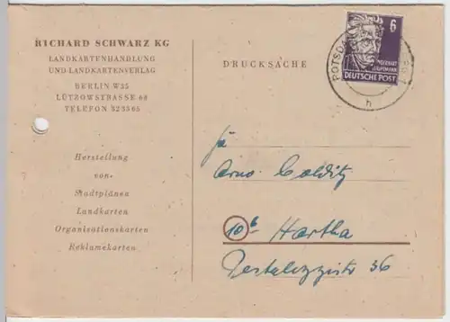 (18563) Postkarte Alliierte Bes. v. Landkartenhandel R. Schwarz KG Berlin