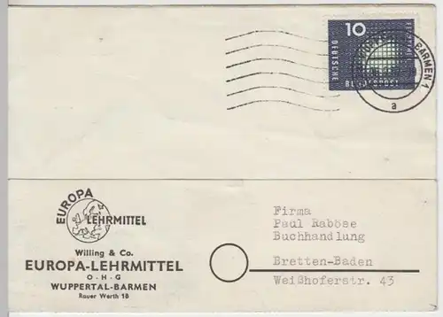 (18560) Postkarte DBP 1957 v. Europa-Lehrmittel Willing & Co. Wuppertal