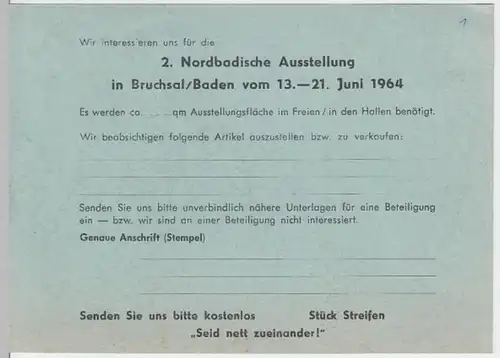 (18559) Postkarte 2. Nordbadische Ausstellung Bruchsal 1964