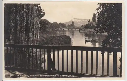 (18539) Foto AK Jena, Paradies, Blick v.d. Schwanenbrücke 1942