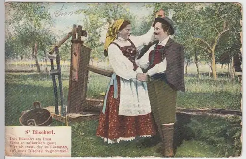 (18490) AK Spruch "S' Büscherl", Paar 1908