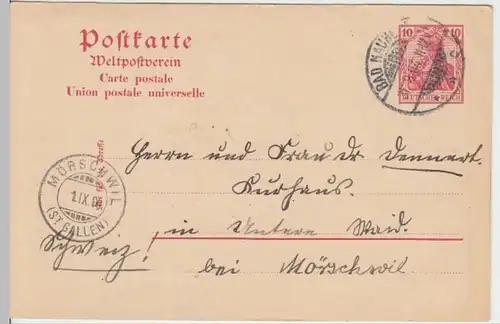 (18335) Ganzsache DR Bad Nauheim nach Mörschwil 1904