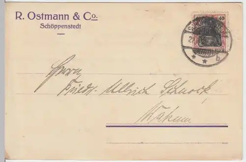 (18334) Postkarte DR 1920 v. R. Ostmann & Co. Schöppenstedt