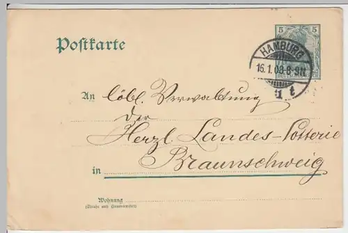 (18330) Ganzsache DR Hamburg 1908