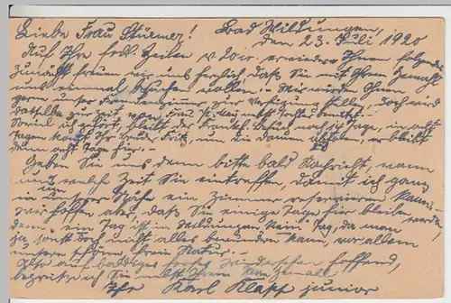 (18327) Ganzsache DR 1920 Zusatzfrankatur