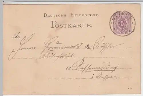 (18324) Ganzsache Deutsche Reichspost Cottbus 1882