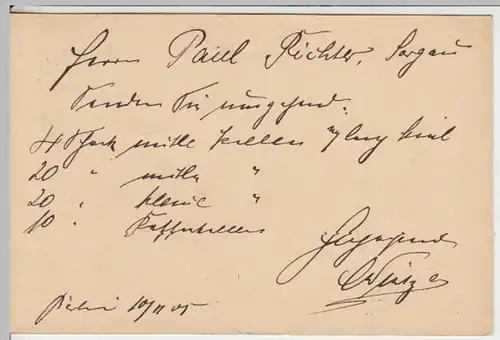 (18318) Ganzsache DR 1905 v. Haus- u. Küchengeräte C. Wintzer Berlin