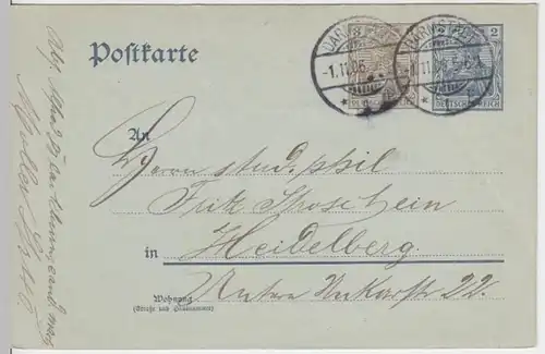 (18317) Ganzsache DR Darmstadt 1906