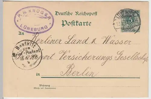 (18313) Ganzsache DR 1899 v. P.H. Krüger Lüneburg