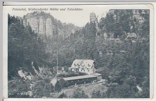 (18345) AK Polenztal, Waltersdorfer Mühle mit Talwächter, vor 1945