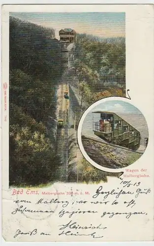 (18299) AK Bad Ems, Malbergbahn 1913