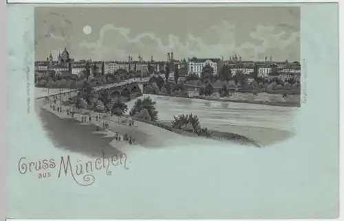 (18297) AK Gruß aus München, Mondscheinkarte, Panorama 1897