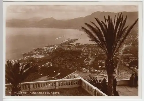 (18263) Foto AK Palermo (Sizilien), Panorama Hafen 1938