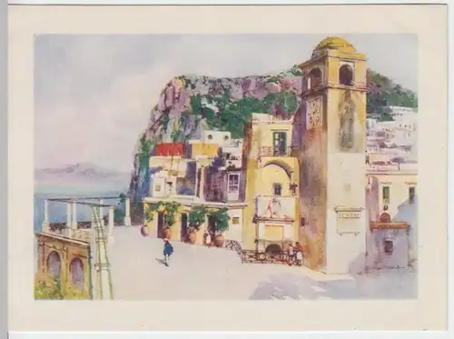 (18253) Künstler AK M.Danesi Capri, Terrasse der Standseilbahn, Vesuv 1938