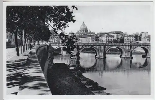 (18198) Foto AK Rom, Tiber, Engelsbrücke, Kuppel von St. Peter 1938