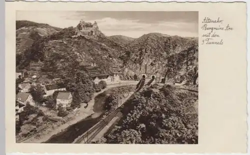 (18079) AK Altenahr, Ahrtal, Burg Are, 3 Eisenbahntunnel 1937