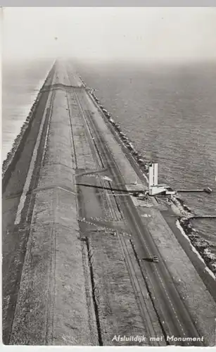 (17927) Foto AK Afsluitdijk (NL), Abschlussdeich mit Monument, 1950-60