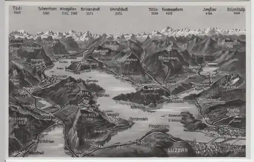 (17926) Foto AK Luzern, Karte m. Umgebung