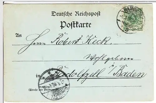 (17837) AK Hamburg, Rathaus, Mondscheinkarte 1898