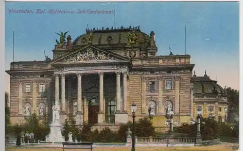 (17672) AK Wiesbaden, Theater, Schillerdenkmal, vor 1945