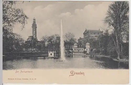 (17528) AK Dresden, Zwingerteich, Fernheiz- u. Elektrizitätswerk, Oper, vor 1905
