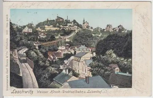 (17519) AK Dresden, Weißer Hirsch, Drahtseilbahn und Luisenhof, gel. 1901