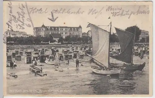 (17515) AK Seebad Ahlbeck, Heringsdorf (Usedom), Strand, gel. 1928