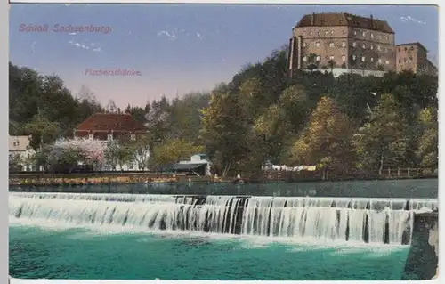 (17387) AK Frankenberg, Schloss Sachsenburg, Fischerschänke, vor 1945