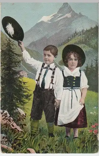 (17352) AK Bayrische Kinder, Grußkarte, gel. 1906