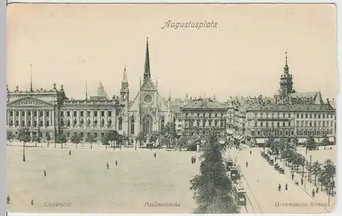 (17318) AK Leipzig, Augustusplatz, Universität, Paulinerkirche, gel. 1901