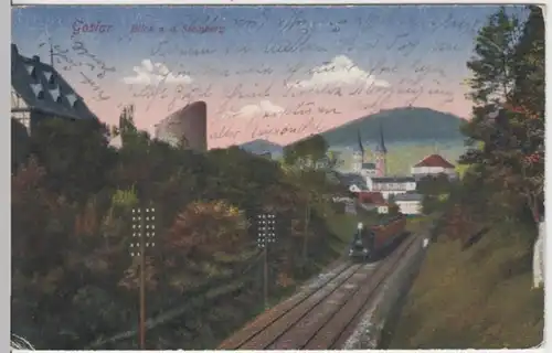 (17230) AK Goslar, Blick n.d. Steinberg, Eisenbahn 1922