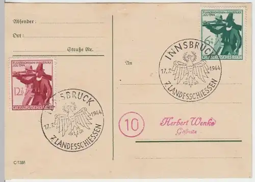 (17192) Postkarte DR m. SSt 7. Landesschießen Innsbruck 1944