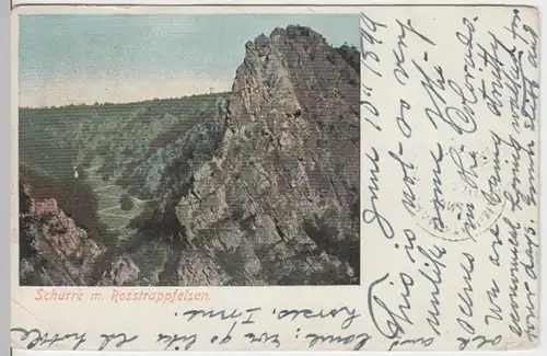 (17155) AK Bodetal, Schurre mit Roßtrappe 1899