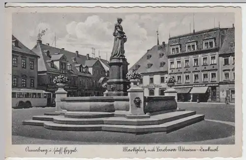 (17136) AK Annaberg (Erz.), Marktplatz, Barbara Attmann Denkmal 1943