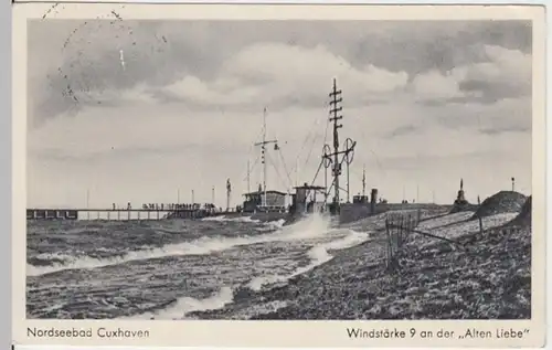 (17113) AK Nordseebad Cuxhaven, an der "Alten Liebe" 1951