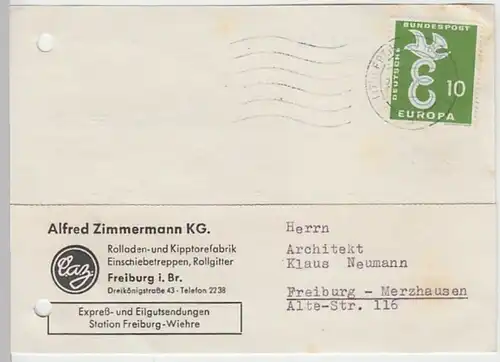 (17002) Postkarte DBP 1959 v. Alfred Zimmermann KG, Freiburg