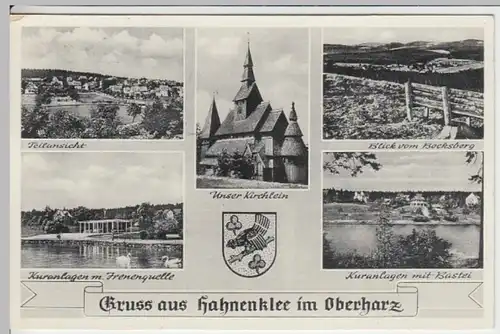 (16938) AK Hahnenklee, Kirche, Frenenquelle, Bastei 1962