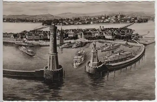 (16931) Foto AK Lindau (Bodensee), Hafen 1954