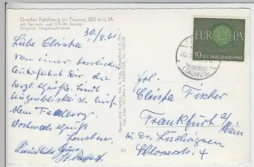 (16926) Foto AK Gr. Feldberg (Taunus), Fernseh- u. UKW Sender 1961