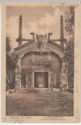 (16863) AK Bodetal, Hexentanzplatz, Walburgishalle 1927