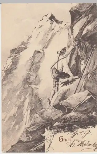 (16824) Künstler AK Gruß aus..., Bergsteiger, gel. 1903
