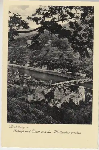 (16797) AK Heidelberg, Blick auf Schloss u. alte Brücke, vor 1945