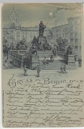 (16758) AK Gruß aus Berlin, Lutherdenkmal, gel. 1899