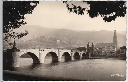 (16747) Foto AK Heidelberg, Alte Brücke, Schloss, gel. 1960