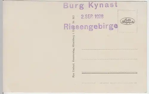 (16703) Foto AK Hirschberg, Riesengebirge, Kynastburg 1928