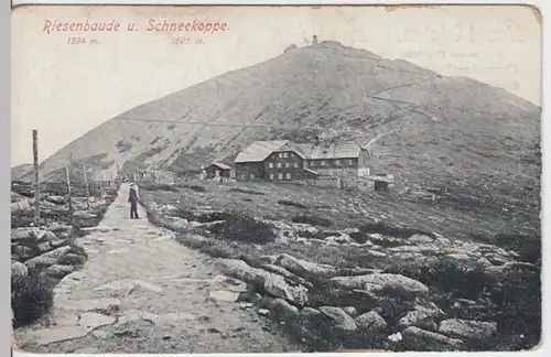 (16693) AK Riesengebirge, Schneekoppe, Riesenbaude, vor 1945