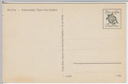 (16617) AK Berlin, Unter den Linden, Universität, vor 1945